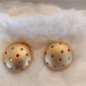 Vintage multi colored stones clip on earrings